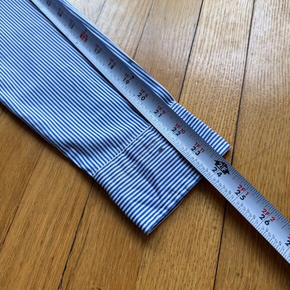 Thomas Mason J.Crew Size 8 Blue & White Stripe Long Sleeve Button-Up Dress Shirt - Picture 14 of 16